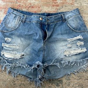 Distressed Denim Shorts